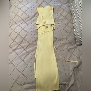 Zara gorgeous yellow wrap sweater midi dress